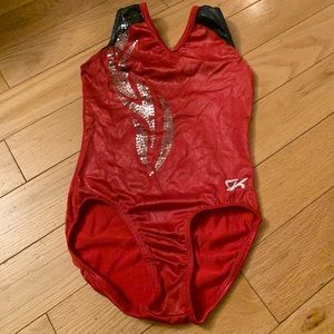 GK competition leotard red with rhinestones